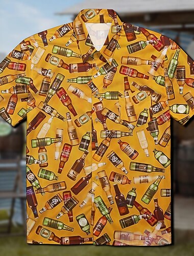  Oktoberfest Birra Camicie Hawaii Camicia Aloha bavarese Monaco Tedesco Grafico Per Per uomo Adulti Carnevale Birra Oktoberfest Stampa 3D Vacanza Feste