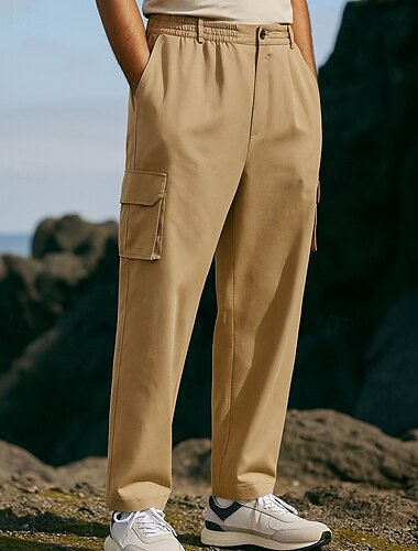  Homens Calça Cargo Calças de Trilha Calças De Chuva Para Trilha Ao ar livre Normal Prova-de-Água A Prova de Vento Calças Bolsos Preto Verde Tropa Algodão Acampar e Caminhar Corrida S M L XL XXL