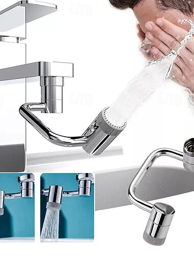  rubinetto con filtro antispruzzo rotante, rubinetto universale a forma di U, estensore antispruzzo con giunto girevole, braccio meccanico di tipo C per il lavandino del bagno, attacco per rubinetto a gorgogliatore per il risparmio idrico, per un facile la
