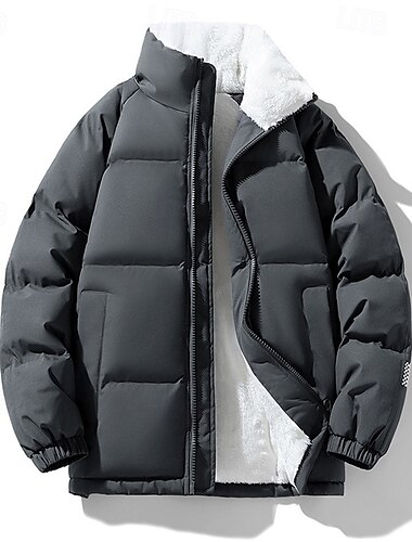  Voor heren Fleece jas Pufferjack Winterjack Winter Buitenshuis Lapwerk Thermisch Warm Kleding Bovenlichaam Donker Grijs Zwart Wit Koffie