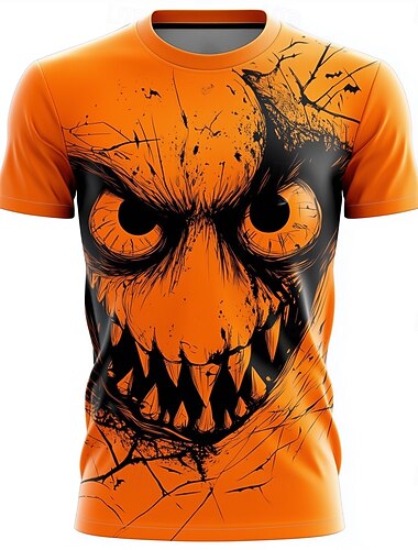  Halloween Homme Illusion d'optique Potiron 3D T-shirt Manche Courte T-shirt Impression 3D Col ras du cou Chemise Exagéré Designer Horreur Soirée Rue Occasionnel Orange Orange 2 Été Printemps Automne