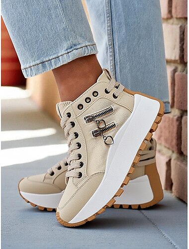  dames canvas high-top sneakers – casual platform veterschoenen voor straatmode, reizen en weekendactiviteiten