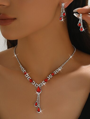  Brud Smyckeset 2 Zirkon Diamantimitation 1 Halsband Örhängen Dam Elegant Vintage Ljuv Vackert Ihålig Hängande Kärlek Oregelbunden Smyckeset Till Bröllop Arbete Gåva
