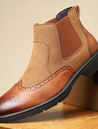  Homens Botas Botas Chelsea Caminhada Vintage Casual Formais Pele PU Confortável Antiderrapante Quente Botas / Botins Mocassim Castanho Claro Castanho Escuro Preto Outono Inverno