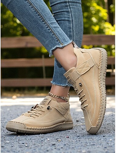  Dames Instappers Zachte schoenen Comfortabele schoenen Dagelijks Moederdag Brief Platte hak Ronde Teen Casual Comfortabel Industriële stijl Wandelen Microbieel leer Leegloper Elastiekje Wit Geel Roze