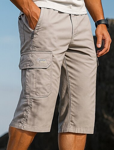  Homens Bermuda Cargo Shorts de caminhada Ao ar livre Normal Prova-de-Água A Prova de Vento Calças Bolsos Cinzento Algodão Acampar e Caminhar Corrida S M L XL XXL