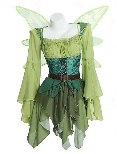  Retro / vintage Keskiaika Renessanssi Mekot Siivet Korvat Haltia Naamiaispuku Naisten Fantasia Halloween Karnevaali Naamiaiset Suoritus Juhla LARP Aikuisten Leninki Siivet Korvarengas