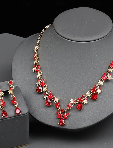  Set di gioielli da sposa 2 Diamanti d'imitazione 1 Collana Orecchini Per donna Vintage Lusso Classico Adorabile Classico Amore Prezioso Goccia d'acqua diamante Parure di gioielli Per Matrimonio Feste