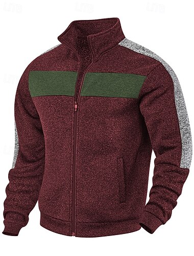  Herre Casual jakke Varsity jakke Ferierejse Daglig Åndbart Lomme Forår Efterår Farveblok Mode Klassisk Høj krave Normal Sort Rød Grøn Lysegrå Mørkegrå Jakker