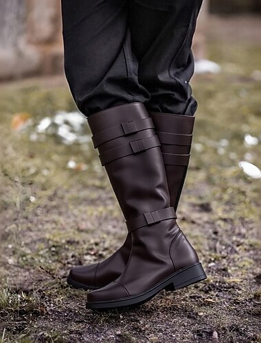  Médiéval Renaissance Chaussures Bottes hauteur genou Bottes jazz plates Pirate Viking Croisé Homme Celtique Pirate Halloween Mascarade Halloween Soirée & Fête LARP Adultes Adulte Chaussures Toutes