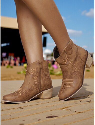  stivaletti western in pelle scamosciata celeste da donna – stivaletti da cowboy con punta affilata e ricamati per concerti country, festival e outfit autunnali all'aperto