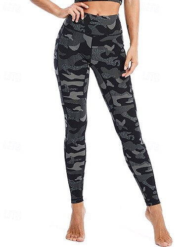  Jambières Capri Leggings de yoga Femmes Contrôle du ventre avec poches Salle de sport Athlétique Pilates Bas Taille haute Automne Des sports Tenues de Sport Coupe ajustée Noir Vert Véronèse