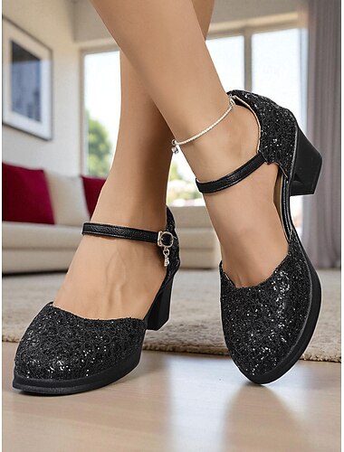  Zapatos Mary Jane de tacón grueso con encaje para mujer: cómodos zapatos de tacón bajo para boda con correa ajustable para novias, fiestas en el jardín y tés de la tarde.