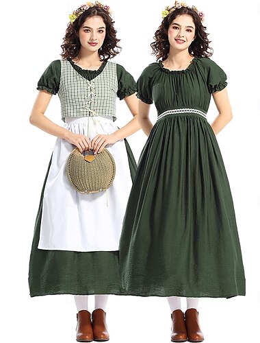  19世紀 1800年代 オールドウェスト プレーリードレス 開拓 女性用 ハロウィーン カーニバル 世界本の日 学校行事のドレスアップ 歴史再現 大人 ドレス エプロン
