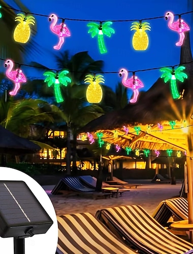  6.5m 30LED zonne verlichting met dennenappel kokosnootboom flamingo elfstrengen vakantie bruiloft tuin zeepartij decoratie