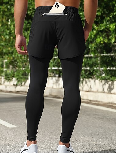  Men's Running Shorts shorts with tights Pocket Bottoms Athleisure Gym Workout Quick Dry Lightweight Breathable Running Yoga Regular Fit Sportswear Activewear Solid Colored Black Blue Grey