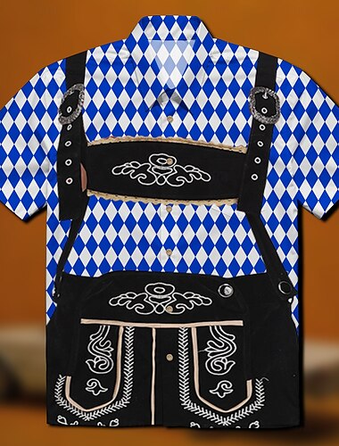  Октоберфест Печать на Lederhosen Гавайские рубашки Рубашка Алоха баварский Мюнхен Немецкий Графический Назначение Муж. Взрослые Карнавал Октоберфест 3D печать Отпуск Для вечеринок