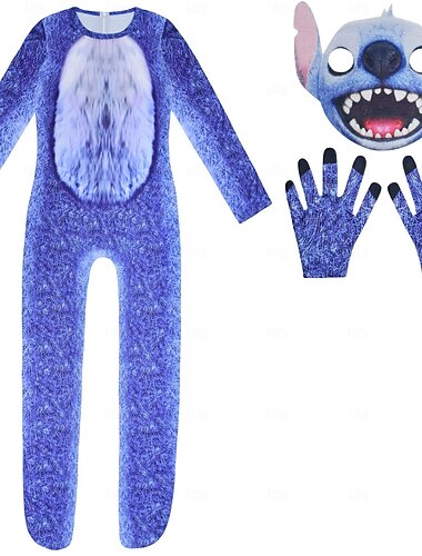  מפלצת כחולה מסכה חליפות גוף תחפושת Onesie סרט הרפתקאות קוספליי תחפושות משחק של דמויות מסרטים for בנים בגדי ריקוד ילדים האלווין (ליל כל הקדושים) קרנבל יום הספר העולמי