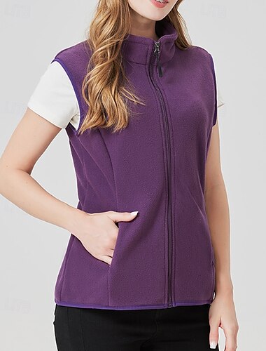  Naisten Fleece-liivi Lämpöliivi Hihaton Liivi Ulko- Pidä lämpimänä Talvi Vetoketju Tasku Polyesteri Musta Vaalea purppura Purppura Metsästys Kalastus Kiipeily