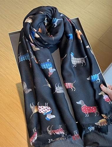 نسائي مستطيل شارع مناسب للبس اليومي مواعدة أسود أبيض أزرق وشاح حيوان   نسائي مستطيل شارع مناسب للبس اليومي مواعدة أسود أبيض أزرق وشاح حيوان