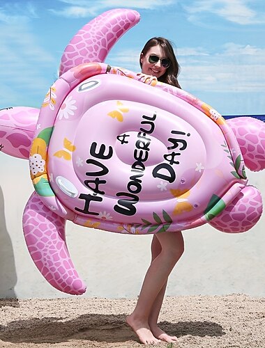  1pc gonflable simulation géant tortue flotteur pvc épaissi matériau pour jeu d'eau adapté pour la piscine de plage d'été et les fournitures de fête de plage d'eau