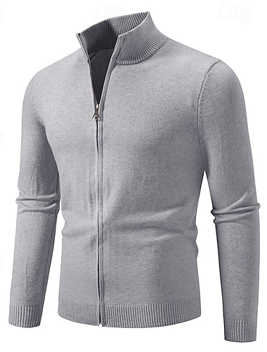 Homens Sueter Cardigan Suéter Cortado Suéter com zíper Suéter de malha Estriado Tricotar Tops regulares Zip Up Tecido Colarinho Chinês Moda Clássico Férias Roupa Diária Roupa Outono Inverno Preto   Homens Sueter Cardigan Suéter Cortado Suéter com zíper Suéter de malha Estriado Tricotar Tops regulares Zip Up Tecido Colarinho Chinês Moda Clássico Férias Roupa Diária Roupa Outono Inverno Preto