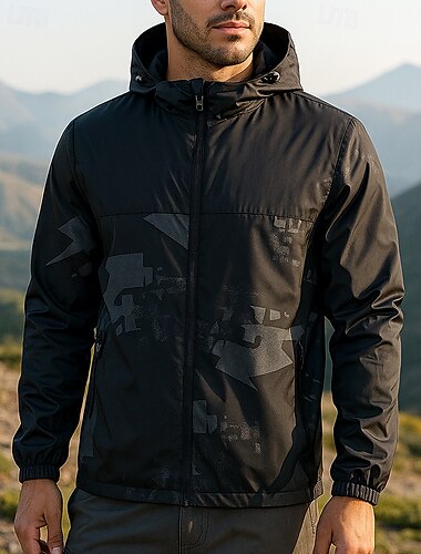  Men's Windbreaker Hiking Jacket Outdoor Waterproof Windproof Lightweight Hiking Outfits Hiking Clothes Spring Autumn / Fall Top Camping / Hiking / Caving Running Camo Red Blue Grey