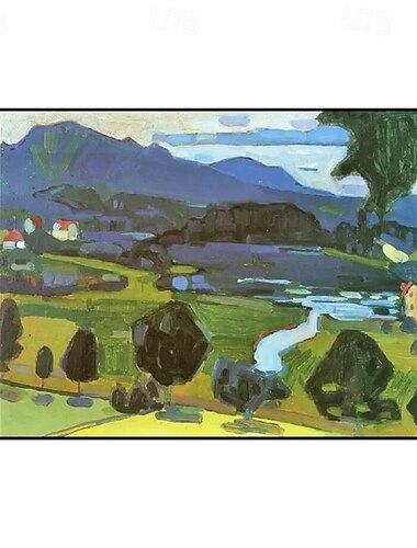  Peinture à l'huile faite à la main sur toile, décoration murale, célèbre paysage abstrait de Wassily Kandinsky, pour la décoration intérieure, peinture roulée, sans cadre, non tendue