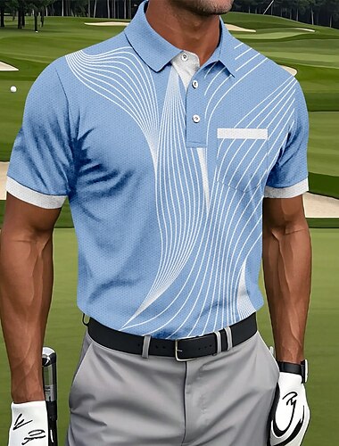  Męskie Geometryczny Tenké Gra polo Koszulki sportowe polo Krótki rękaw Koszulki polo Koszule z kołnierzykiem Odzież sportowa Codzienny Na zewnątrz Athleisure Dzienne zużycie Kieszeń Druk 3D Guziki