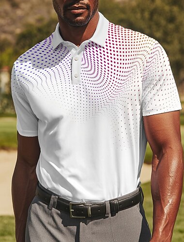  Herr Geometrisk Golf Polo Sport pikétröjor Kortärmad Polotröjor Skjortor med krage Sportkläder Ledigt Fritids- Dagliga kläder Knappar Sommar Ljusgrön Rubinrött Blå