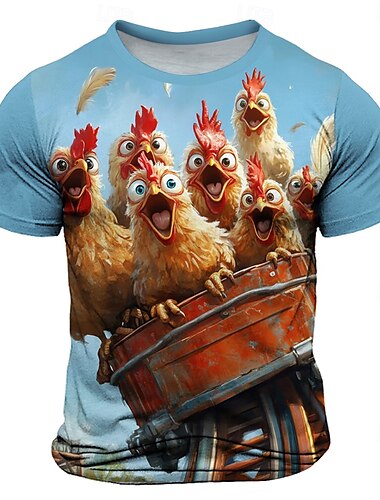  Homens Animal 3D Engraçado Camiseta Manga Curta Camiseta Impressão 3D Gola Redonda Camisa Moda Exagerado Diário Festa Rua Casual Urze Cinza Azul Cinzento Verão Primavera Roupa S M L XL XXL XXXL