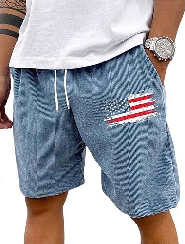  Férfi Rövidnadrágok Nyári rövidnadrág Corduroy Shorts Rugalmas derék Zsinór Többzsebes Zászló Mokaszinok Viselhető Térdhossz Szabadtéri Sport Napi Divat Alkalmi Fekete Fehér Mikroelasztikus