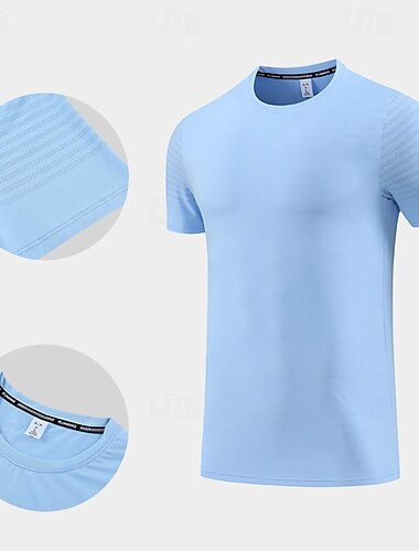  Herre Performance skjorte Sport-T-shirt Kortærmet Rund hals Toppe Udendørs Hurtigtørrende Svedreducerende lugtdæmpende Åndbart Polyester Sort Hvid Blå Tennis Golf Løb