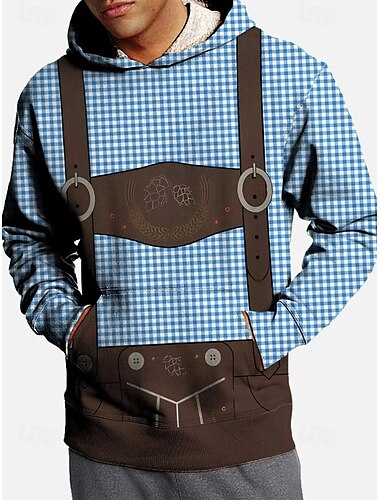  Októberi fesztivál Lederhosen nyomtatás Dirndl nyomtatás Kapucnis felsőrész Pullover bajor München Német Grafikus Kompatibilitás Páros Férfi Női Felnőttek Farsang Októberi fesztivál 3D nyomtatás