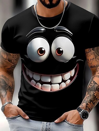  Per uomo 3D Volto umano Maglietta Manica Corta maglietta Stampa 3D Girocollo Camicia Esagerato Designer Feste Streetwear Casuale Nero Rosso Blu Estate Primavera Tutte le stagioni Abbigliamento S M L