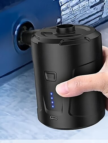  Pompa elettrica compatta ricaricabile tramite USB - dispositivo di gonfiaggio wireless per campeggio, portatile, per cuscini gonfiabili, materassini ad aria, barche, salvagenti, realizzata in ABS