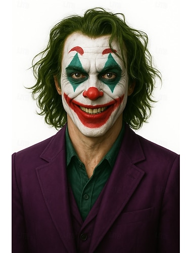  Parrucca corta calva bob riccia verde scuro joker per uomini adulti cosplay anime parrucche di Halloween parrucche per la festa di San Patrizio