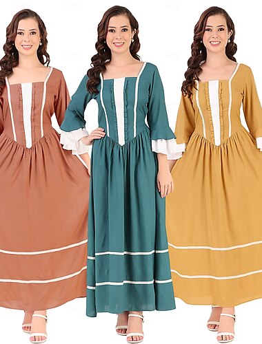 19世紀 1800年代 オールドウェスト プレーリードレス カントリーガール 開拓 女性用 ハロウィーン カーニバル 学校行事のドレスアップ 歴史再現 成人 ドレス
