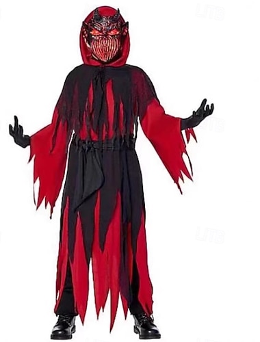 Geist Sensenmann Halloween Cosplay Kostüm Gruseliges Kostüm Kinder Jungen Mädchen Halloween Karneval Karneval Leistung Halloween Einfache Halloween-Kostüme Verkleiden