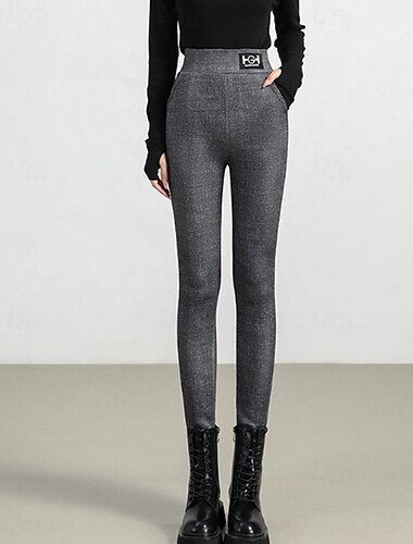  Per donna Pantaloni Eleganti Leggings Jeggings Streetwear Casual Lunghezza intera Naturale Semplice Tasca Elastico in vita Morbido Abbigliamento quotidiano Weekend Grigio Blu Autunno Vestibilit