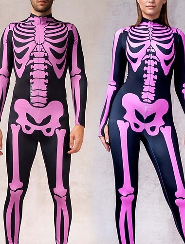  schedel skelet bodysuit halloween groep koppels kostuums full body catsuit griezelig kostuum mannen vrouwen jongens kinderen volwassenen optreden feest club halloween carnaval dag van de doden