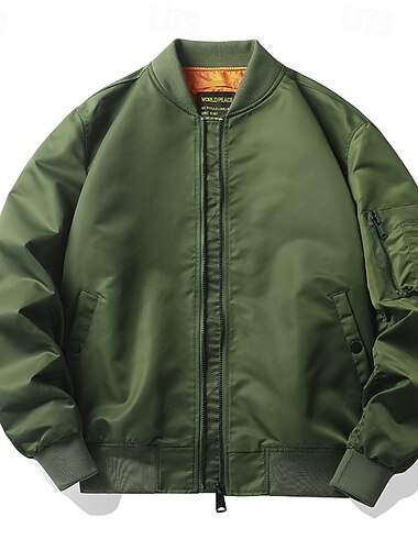  Ανδρικά Μπουφάν Bomber Casual Jacket Διακοπές Καθημερινά Τσέπη Άνοιξη Φθινόπωρο Σκέτο Μοντέρνα Κλασσικό Όρθιος Γιακάς Κανονικό Μαύρο Βυσσινί Πράσινο Χακί Σκούρο μπλε Γκρίζο Σακάκια