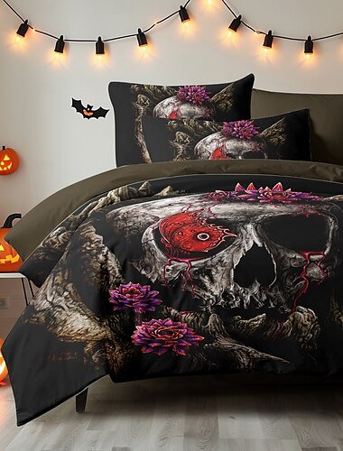  Capa de edredom de Halloween, um olhar sobre o Evanescence, por Sarah Richter, conjunto de cama, conjunto de 3 peças com fecho de zíper, macio e leve, decoração de quarto para o feriado