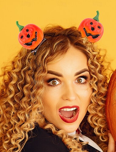  קליפס לשיער דלעת ליל כל הקדושים, כיסוי ראש דלעת מחייכת יצירתי, קליפס צד חמוד למסיבה ותחפושת