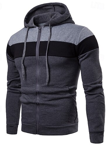  Per uomo Felpa con cappuccio Felpa con cappuccio a zip intera Felpa con cappuccio in pile Nero Giallo Rosso Blu Grigio Con Cappuccio Semplice Patchwork Blocco di colore Sport & Outdoor Casuale