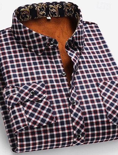 Per uomo Camicia casual Camicia di flanella Camicia a quadri Camicia con Bottoni Rosso Blu Manica Lunga Quadri Bavero Vacanza Casual Quotidiano Bottonato Abbigliamento Moda Casual Confortevole