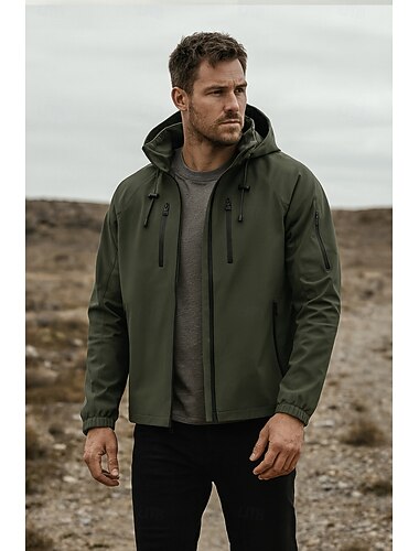 Per uomo Giacca da Esterno Tasca con cerniera Tasche Multiple Primavera Autunno Inverno Tinta unica Sport Neutro Con Cappuccio Nero Bianco Verde militare Rosso rosa Giacca