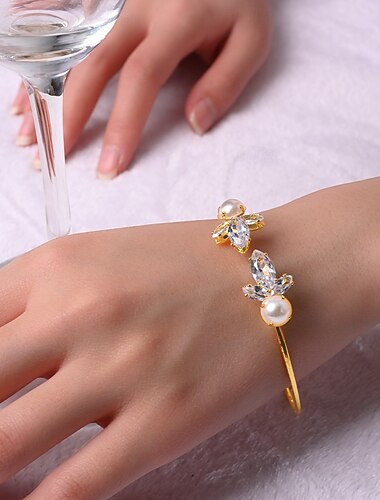  Damen Tennisarmband Vintage-Stil Blattform Kostbar Mode Personalisierte Luxus Strass Armband Schmuck Silber / Gold Für Geschenk Ferien Verlobung