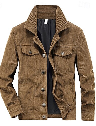  Per uomo Giacca in Velluto a Coste Giacca Cargo Giacca Casual Vacanza Quotidiano Tasca Autunno Inverno Semplice Moda Classico Bavero Regolare Nero Cachi Caffè Grigio Giacca