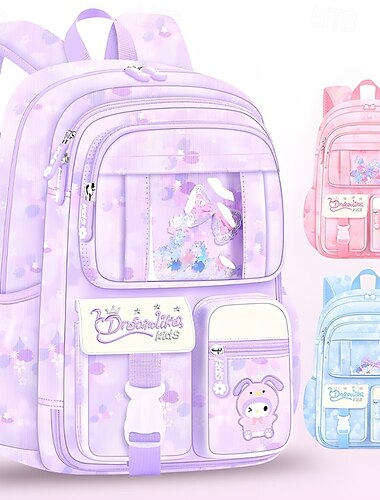  Crianças Para Meninos Para Meninas mochila Mochila Escolar Mochila funcional Escola Poliéster Ajustável Grande Capacidade Prova-de-Água Ziper Rosa Azul Roxo